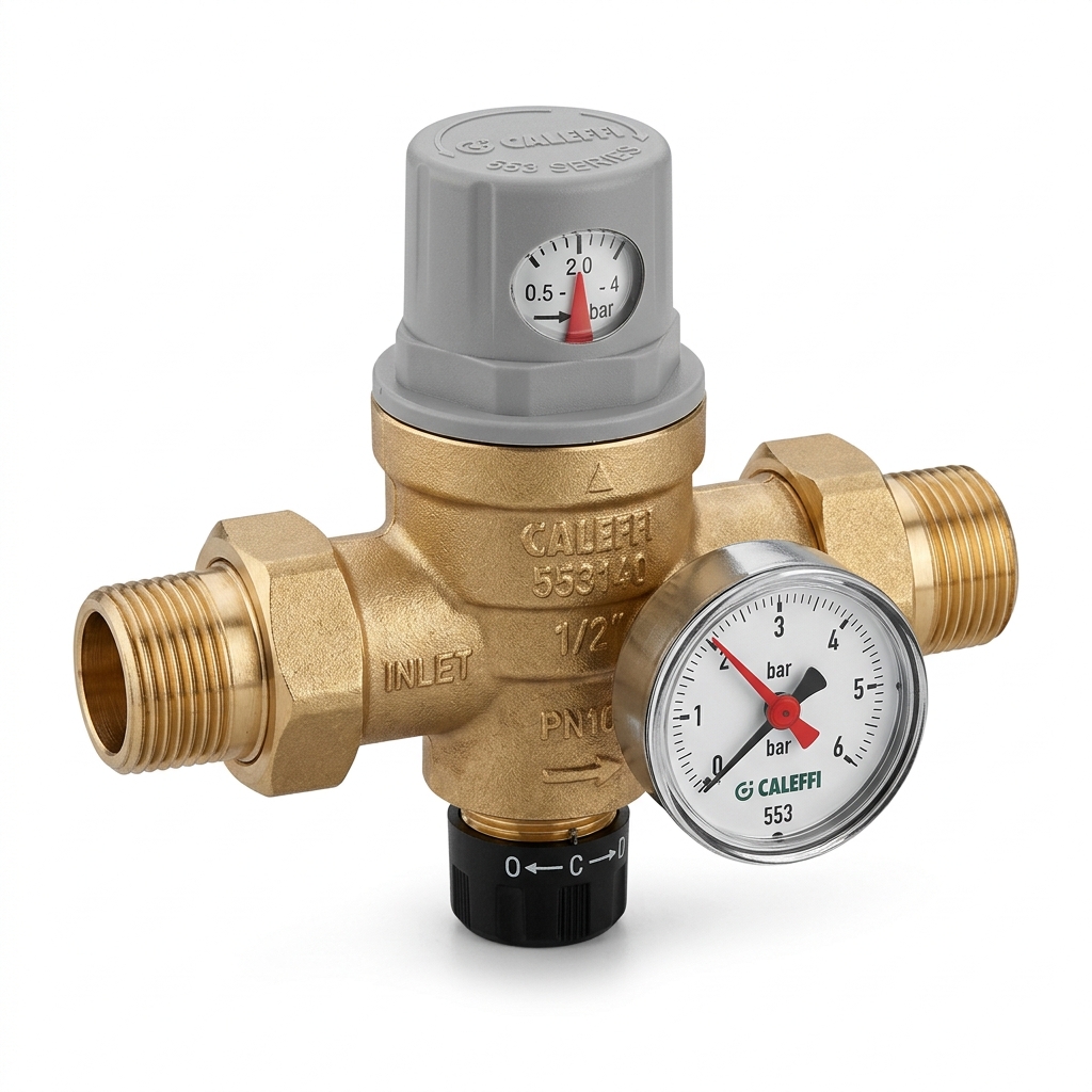 Caleffi 553640 1/2" Otomatik Kazan Dolum Vanası (Basınç Saatli)